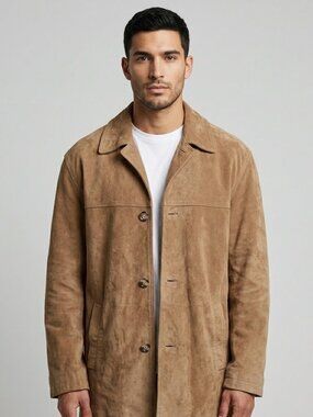 Norm Thompson Leather Suede Men's Coat Size XL Brown